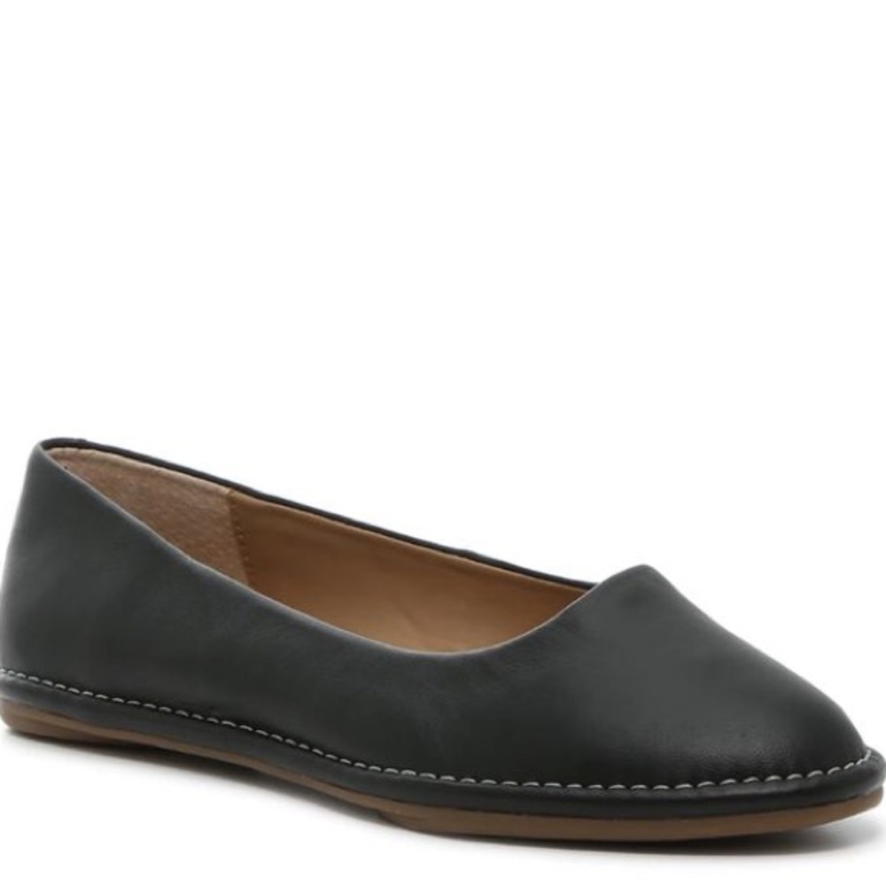 Crown Vintage | Davi Skimmer Leather Flat in Black